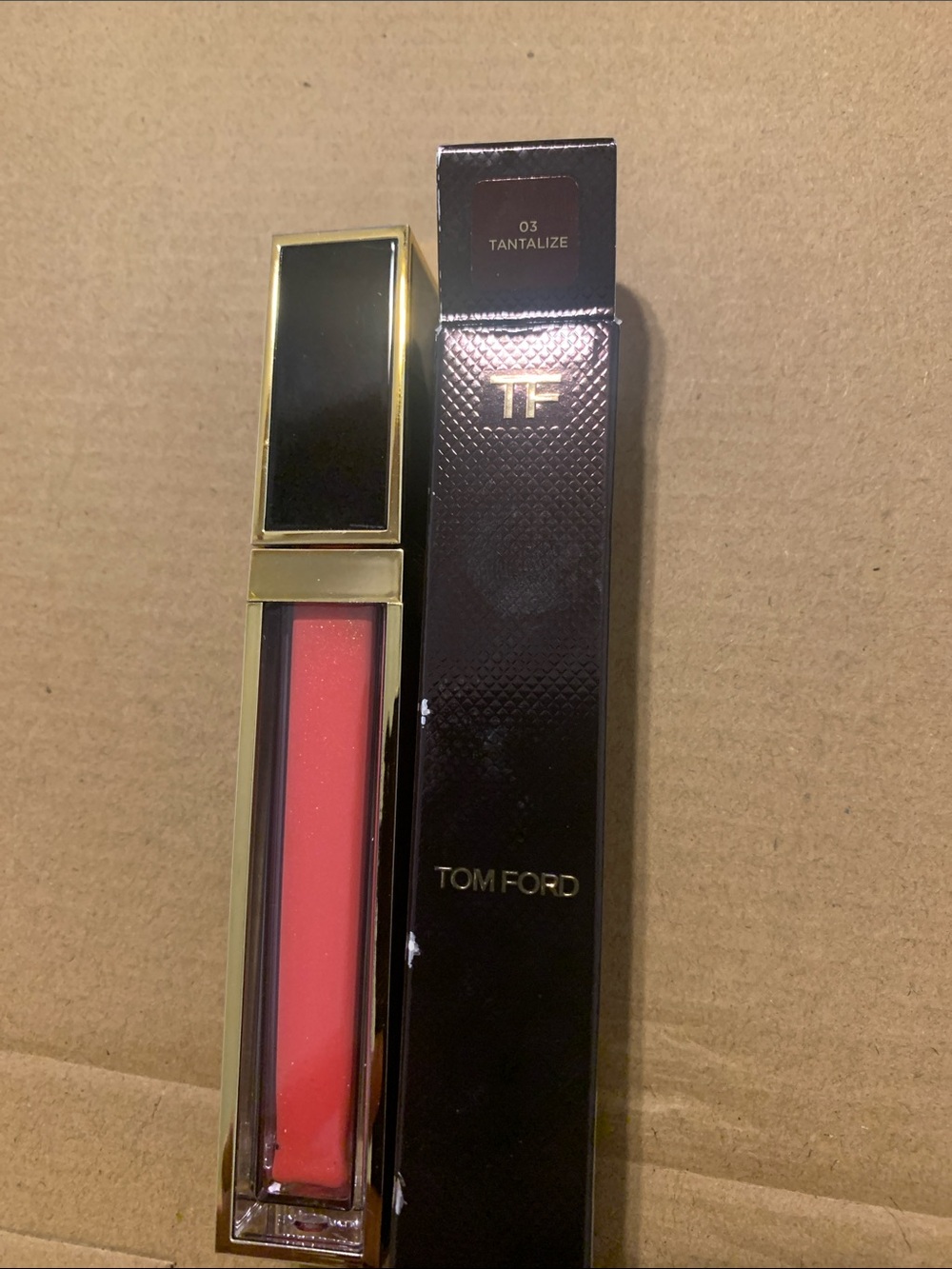 Tom Ford Lip Lacquer Shine in Coral-Pink with Gold Trim